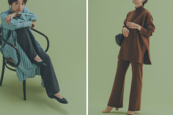 高山都 カシミヤ混スムースニットパンツ