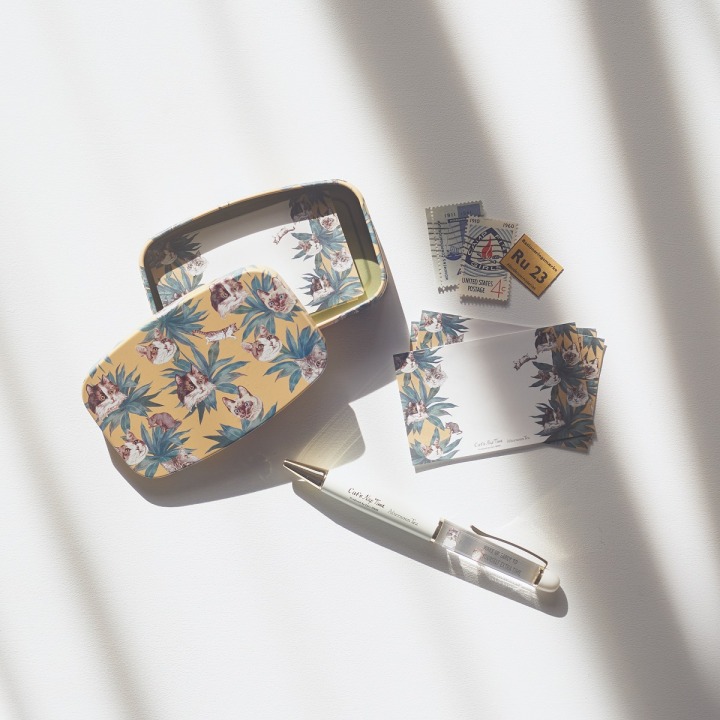 缶入りメモセット、ボールペン