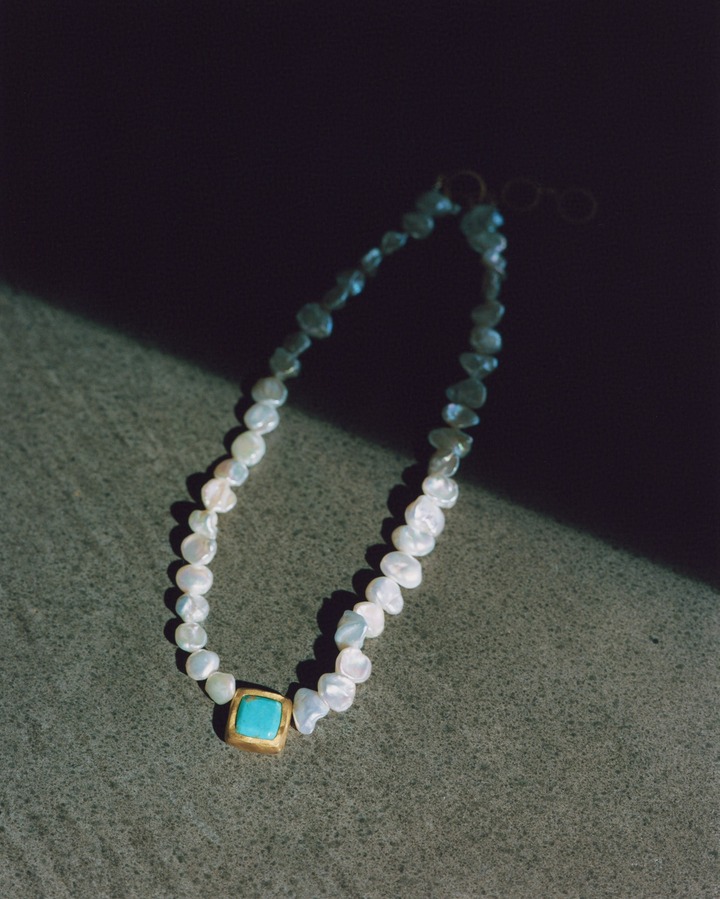 turquoise baroque pearl necklace