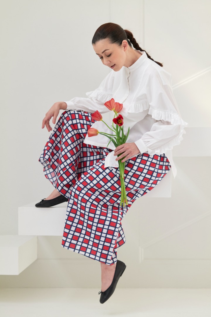 チェックプリントパンツ