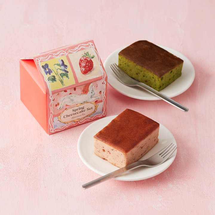 春のチーズケーキセット 苺＆抹茶