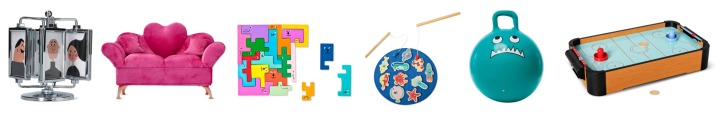 フォトフレーム、ジュエリーボックス、パズル、釣りゲーム（缶入）、ジャンピングボール、エアホッケー
