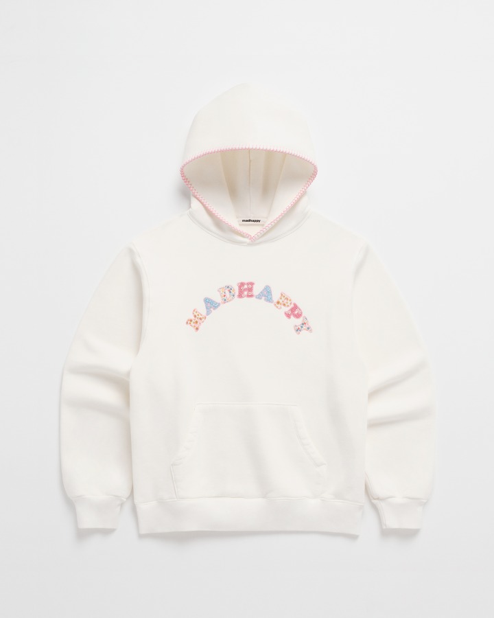 Patchwork Cooper Fleece Hoodie / Color: White