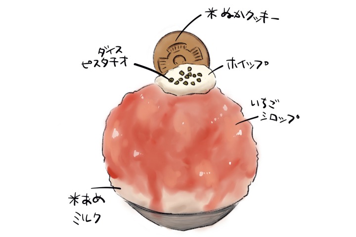 紅い雫と米あめミルク イラスト