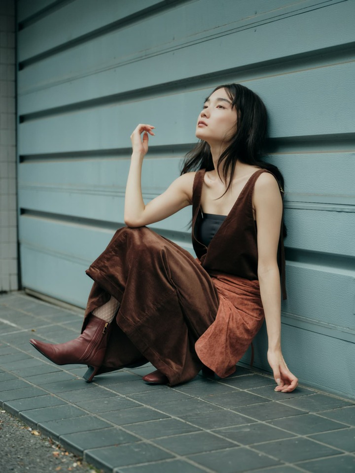 2Way Corduroy Jumper Dress、Triacetate Velour Top