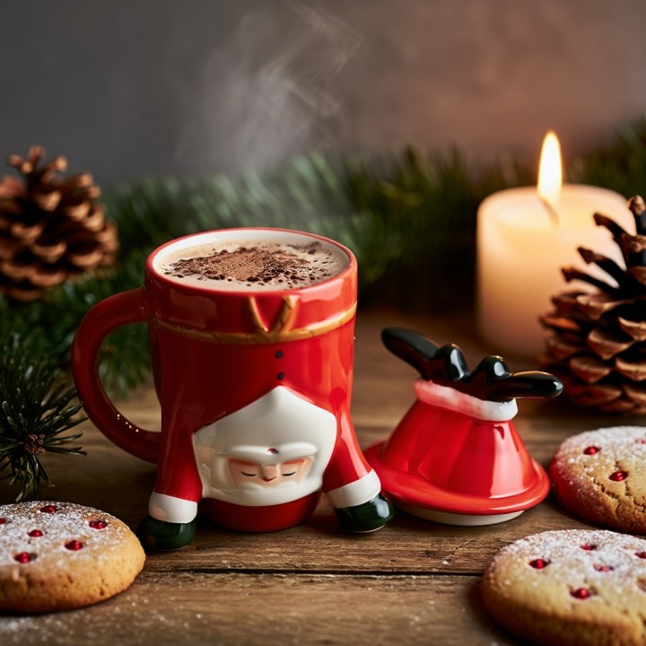 逆立ちサンタマグ(蓋付き)