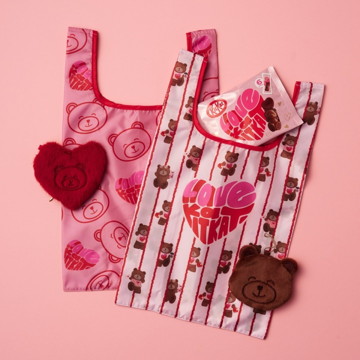 ポーチ付きショッピングバッグ、キットカット ハートフルベアー(6個入り)