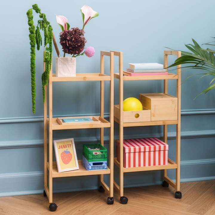 キャスター付きワゴンを置いている様子