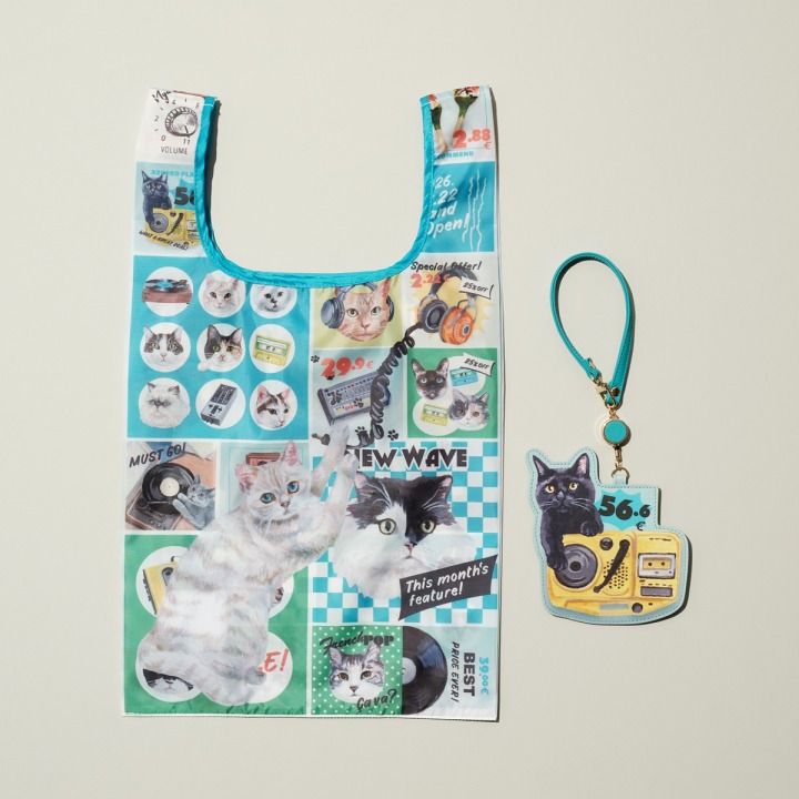 ショッピングバッグMとリール付きパスケース