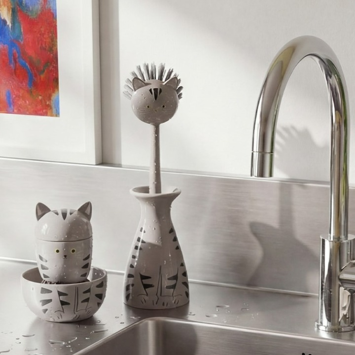 ディッシュブラシ、ブラシ （ねこデザイン）