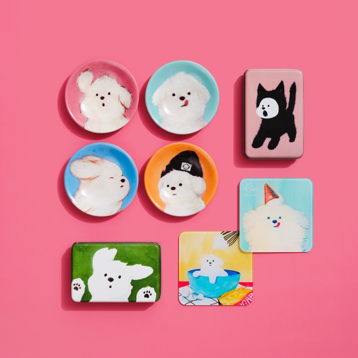 ミニプレート4枚セット、紅茶缶、アクリルコースター